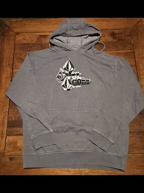 Vintage Volcom Grey Hoodie - Mens XL